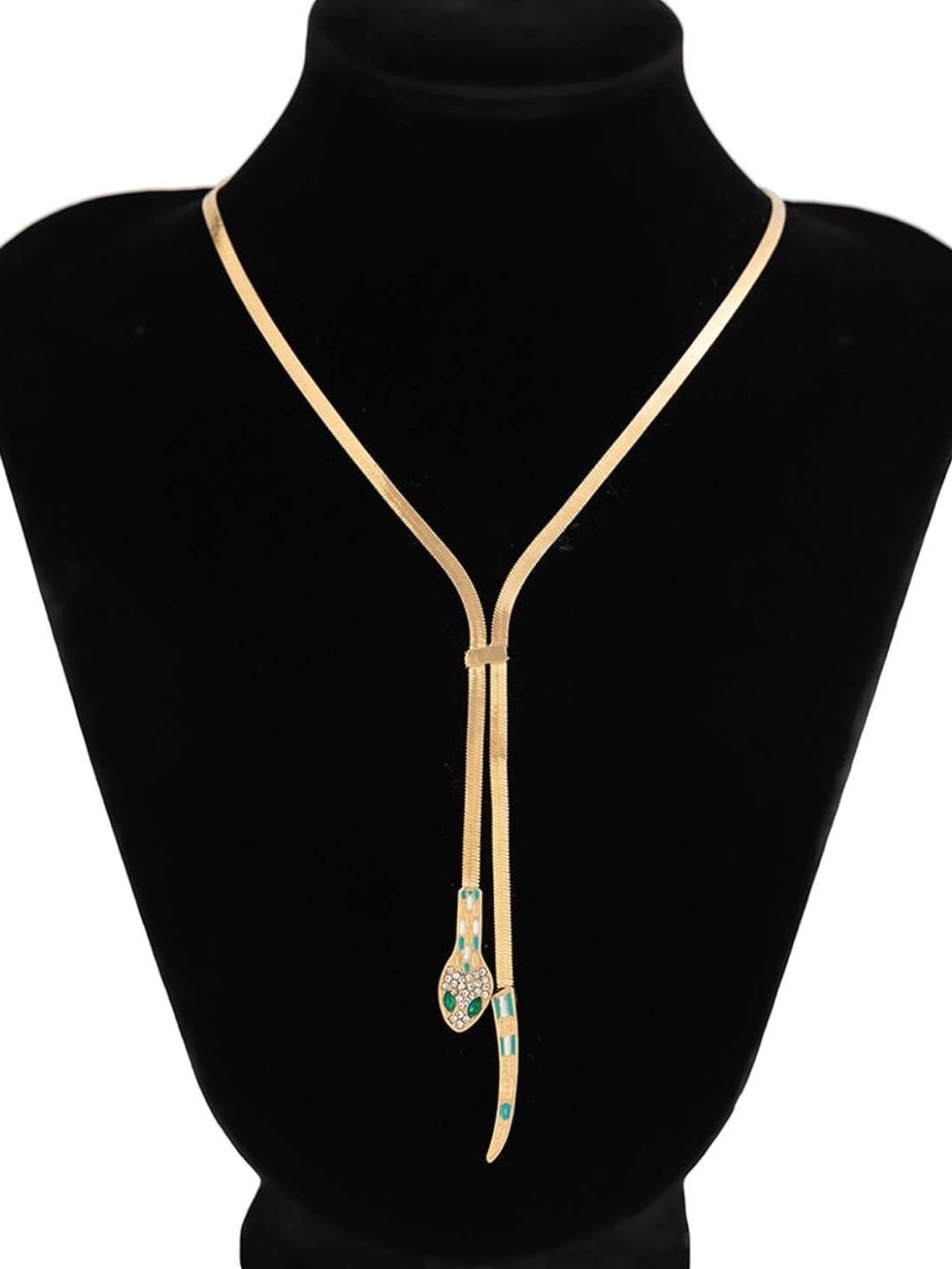 Gold Snake Lariat Necklace | Serpent Y Necklace | Adjustable Statement Jewelry